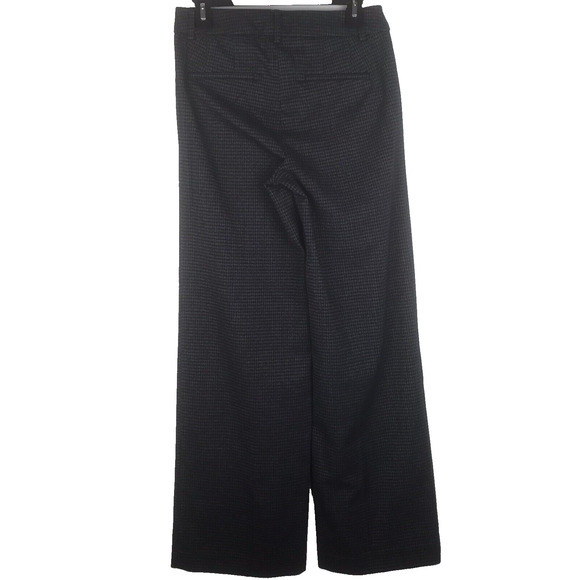 Loft High Waist Trouser Mid Rise Pants Houndstooth Wide Leg Navy Black Size 2 - Picture 5 of 9